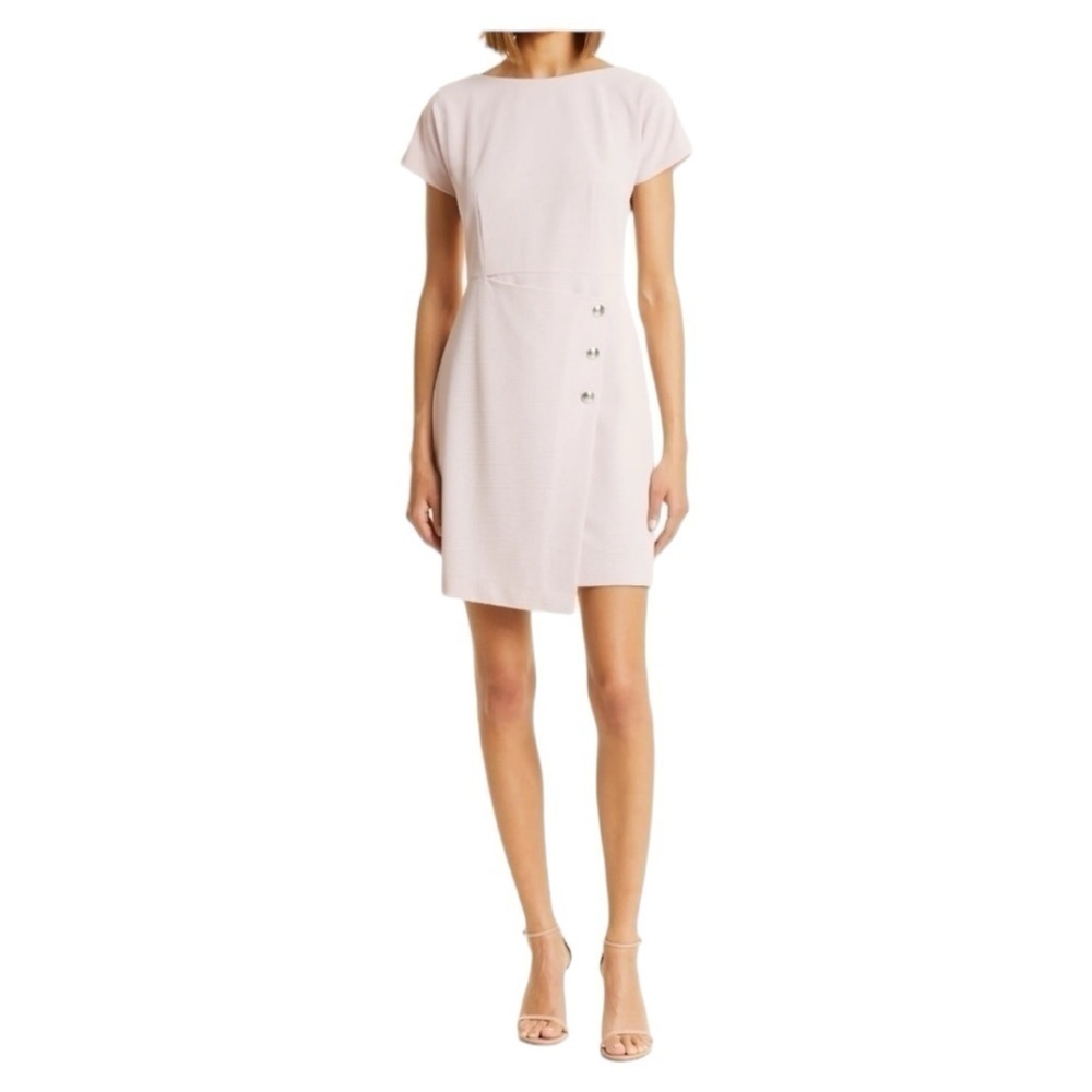 NWOT BOSS Datera Wrap Front Sheath Dress in CRADLE PINK